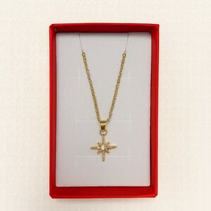 Gold Star Pendant - 925 Necklace